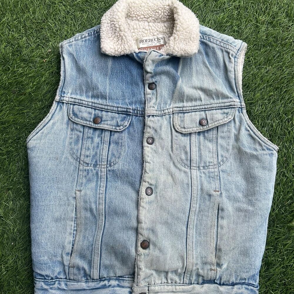Vintage sears roebucks Sherpa lined vest denim